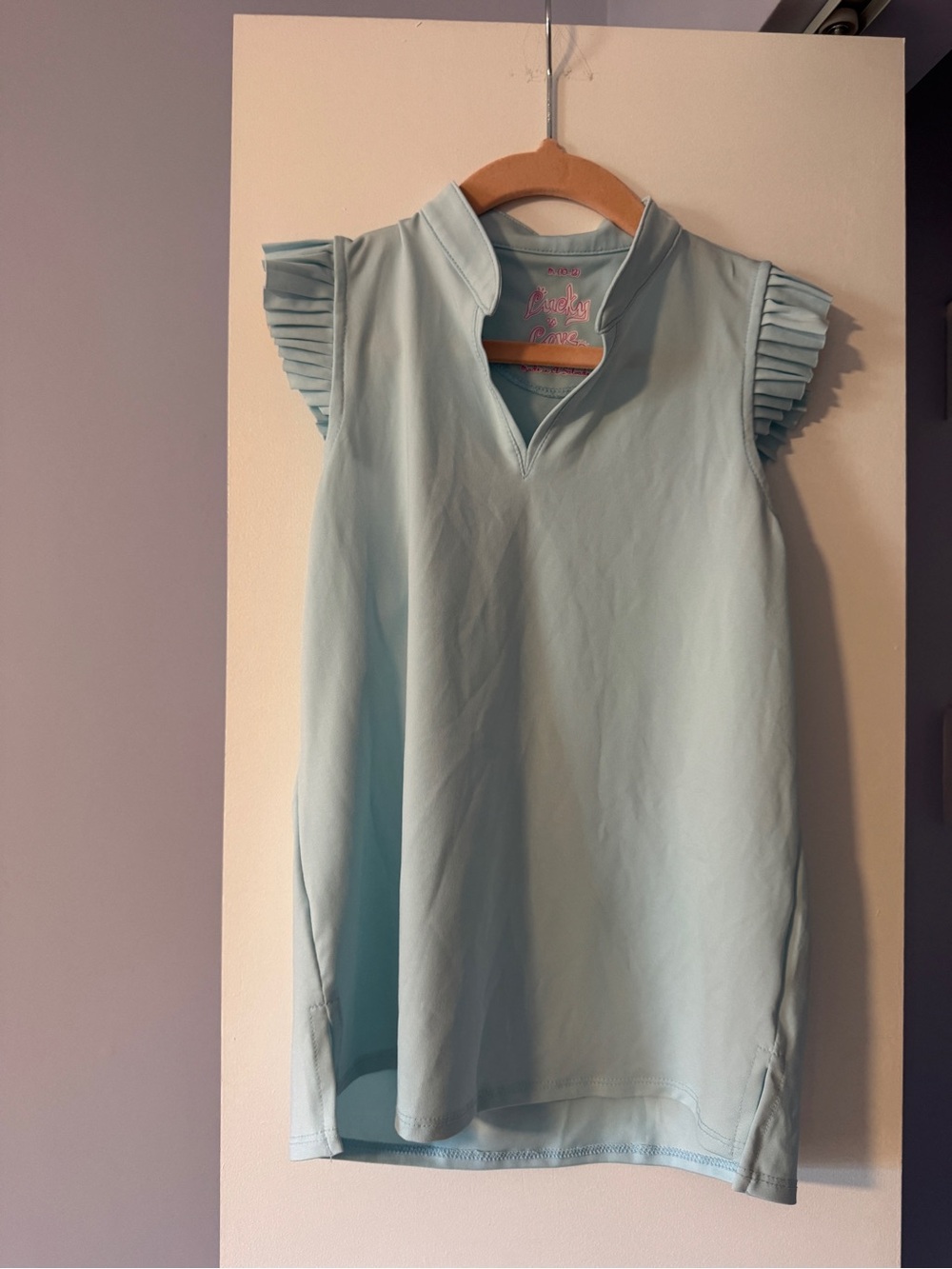 Light Blue Pleated Sleeve Tank top - Lucky in Love Tennis top